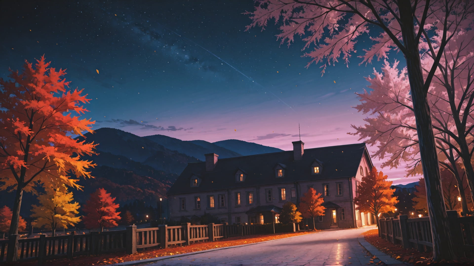 Pink Night Sky Germany smartphone wallpaper free download, vertical 16:9 format, Pink, Night, Sky, Autumn 001