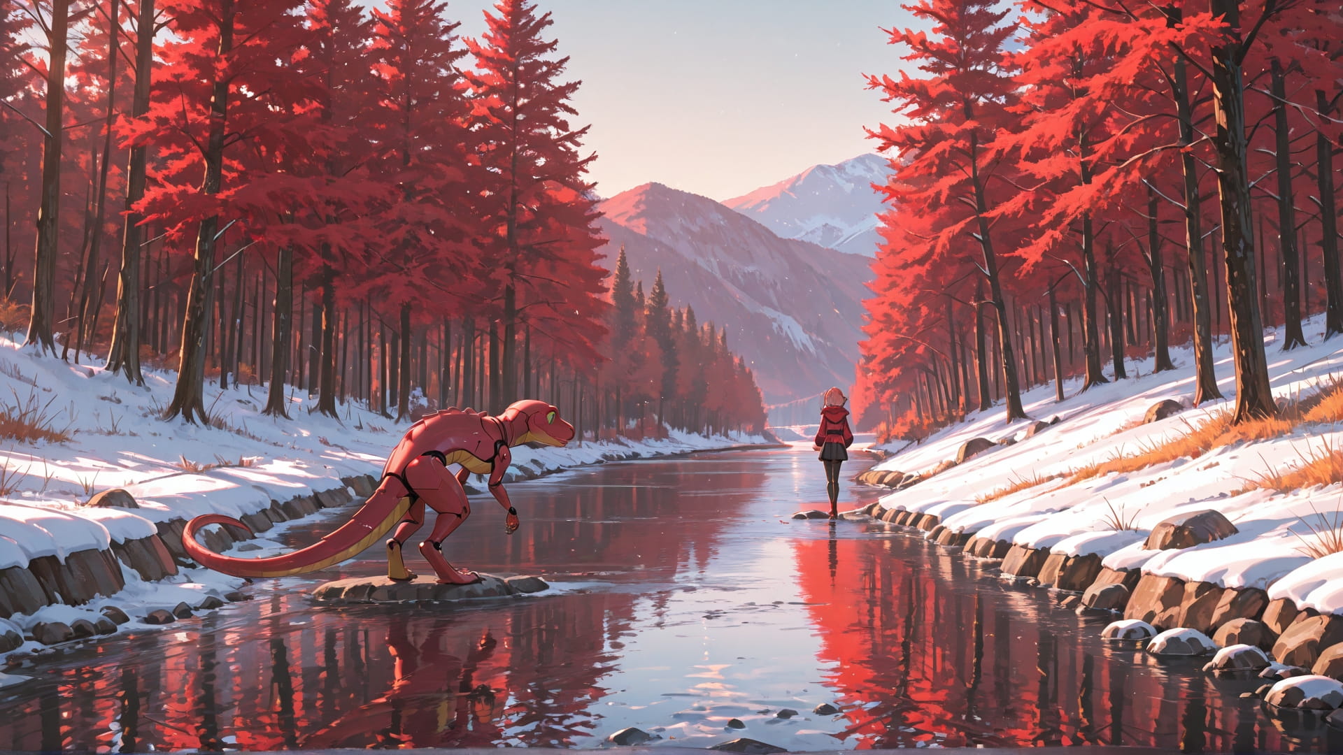 Red Afternoon Sea Germany smartphone wallpaper free download, vertical 16:9 format, Red, Afternoon, Sea, Winter