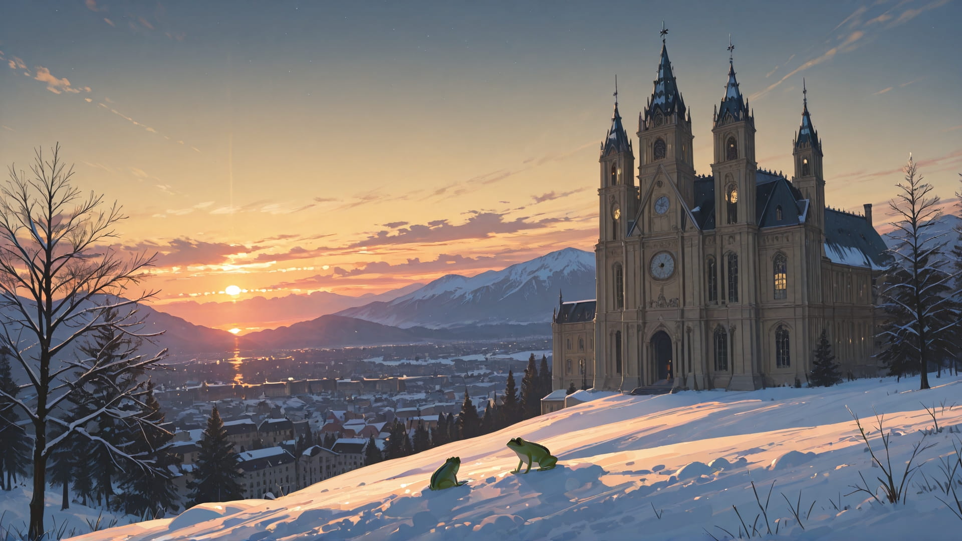 Yellow Sunset Sky Germany smartphone wallpaper free download, vertical 16:9 format, Yellow, Sunset, Sky, Winter