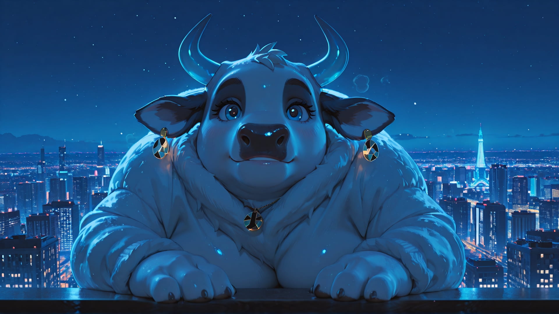 Blue Night City GimmeGummy smartphone wallpaper free download, vertical 16:9 format, Blue, Night, City, Winter