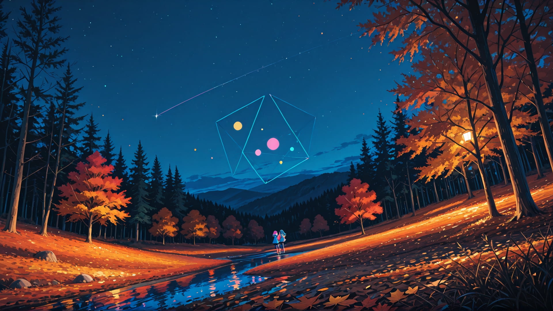 Blue Night Nature GimmeGummy smartphone wallpaper free download, vertical 16:9 format, Blue, Night, Nature, Autumn 001