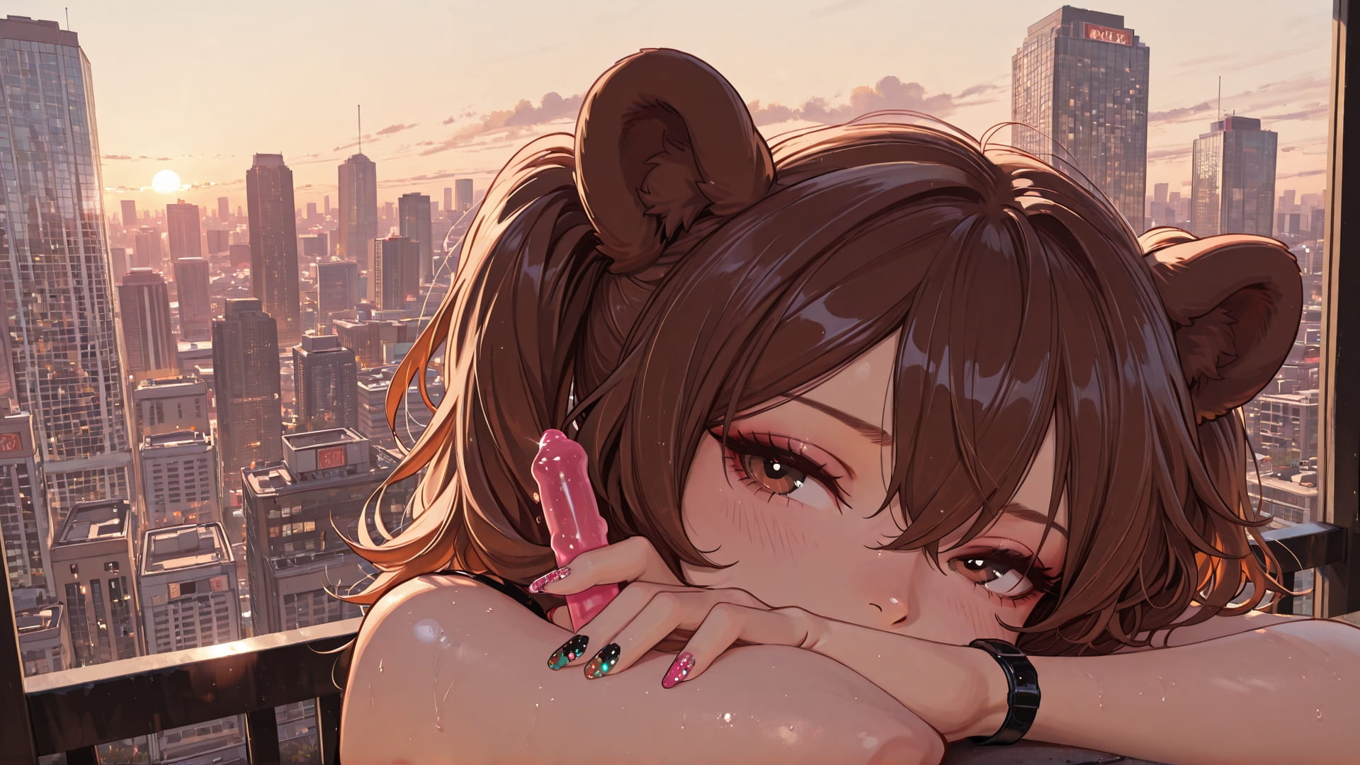 Brown Afternoon City GimmeGummy smartphone wallpaper free download, vertical 16:9 format, Brown, Afternoon, City, Summer 001