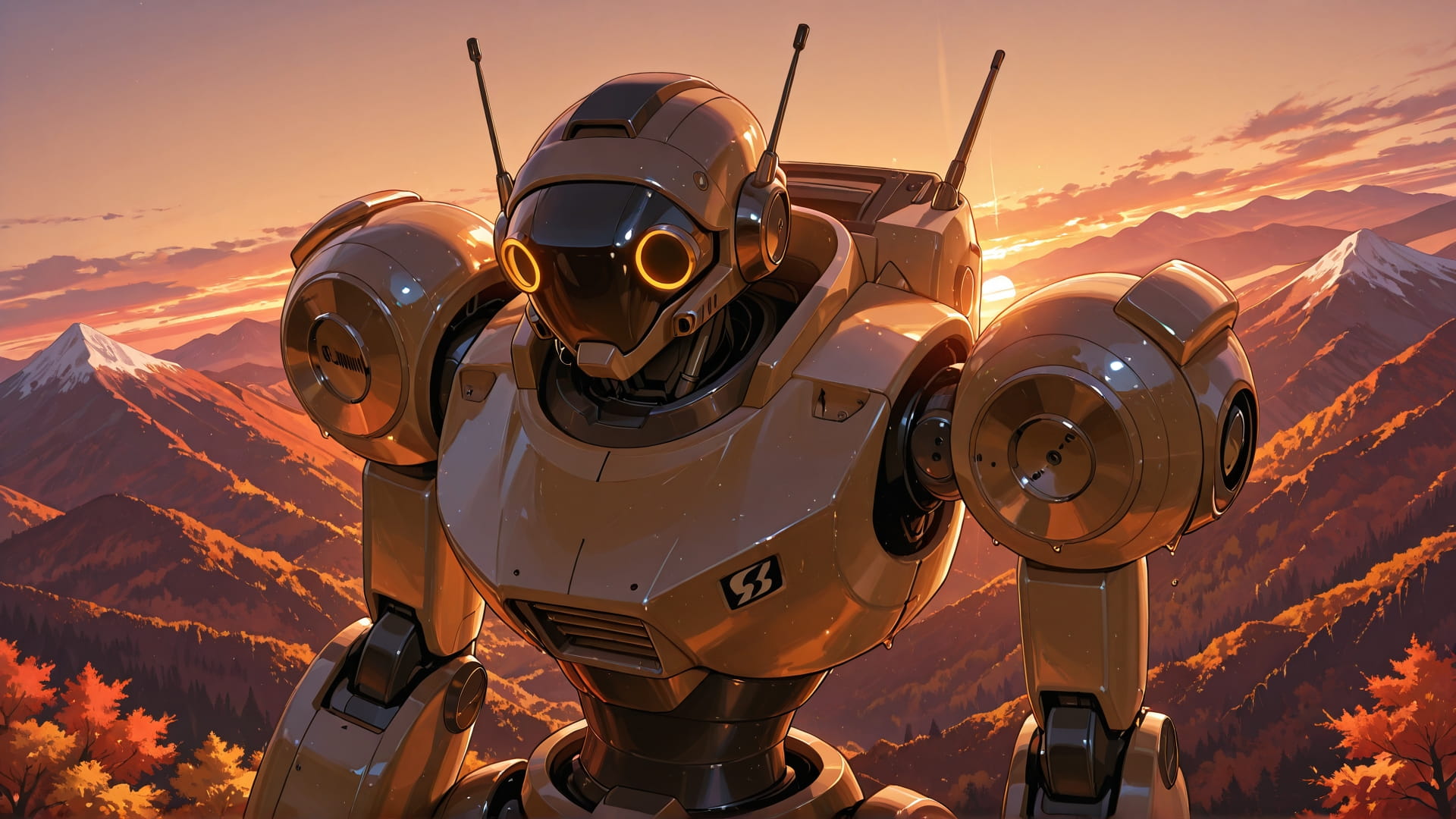 Brown Sunset Mountain GimmeGummy smartphone wallpaper free download, vertical 9:16 format, Brown, Sunset, Mountain, Autumn