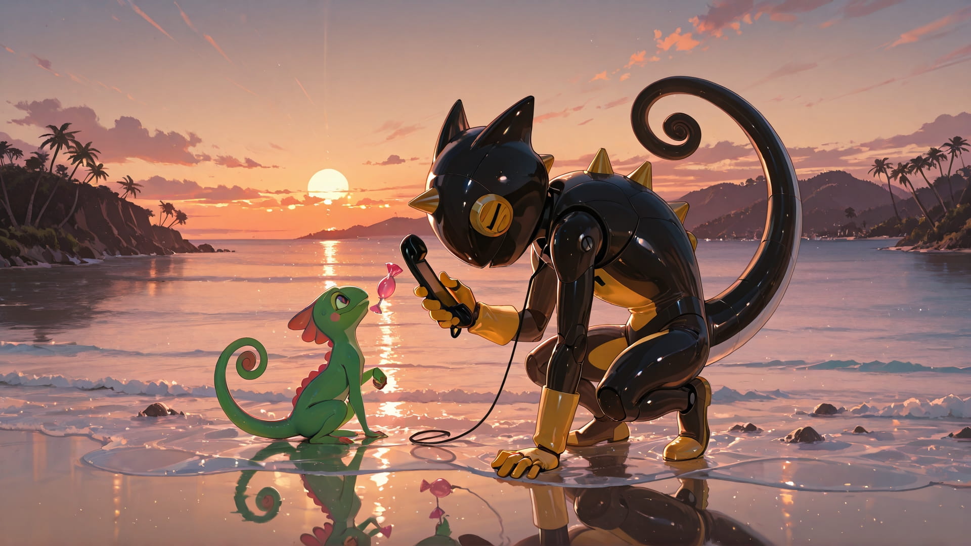 Brown Sunset Sea GimmeGummy smartphone wallpaper free download, vertical 16:9 format, Brown, Sunset, Sea, Spring