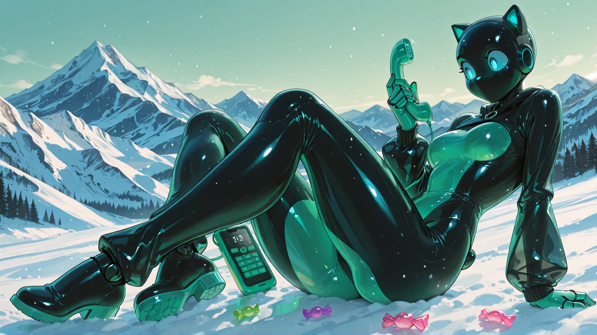 Green Afternoon Mountain GimmeGummy smartphone wallpaper free download, vertical 16:9 format, Green, Afternoon, Mountain, Winter