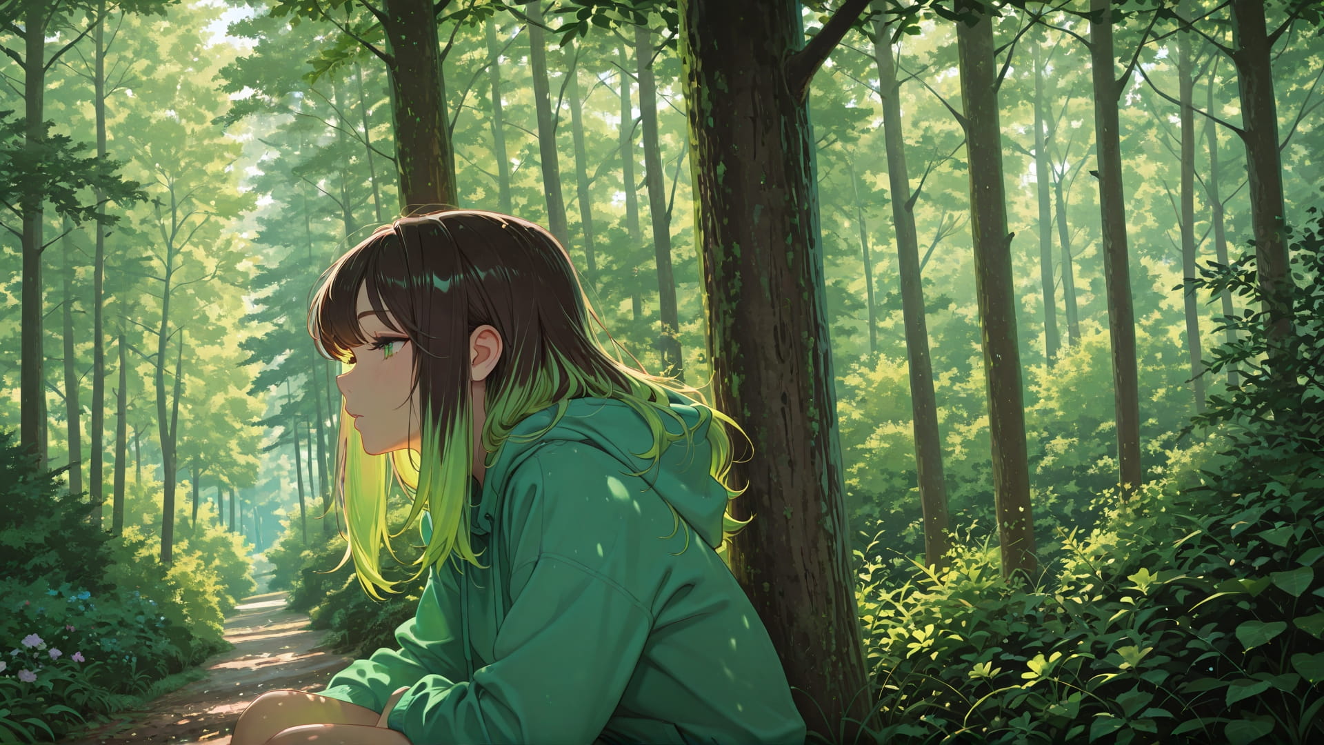 Green Afternoon Nature GimmeGummy smartphone wallpaper free download, vertical 16:9 format, Green, Afternoon, Nature, Spring 001