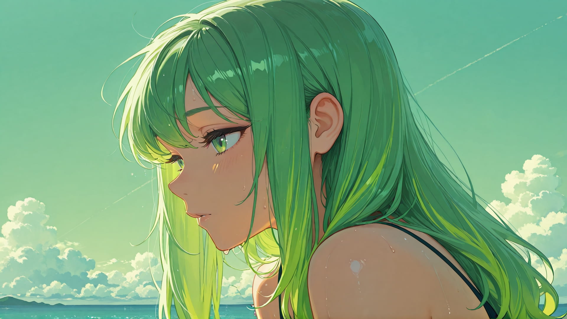 Green Afternoon Sky GimmeGummy smartphone wallpaper free download, vertical 16:9 format, Green, Afternoon, Sky, Summer 001