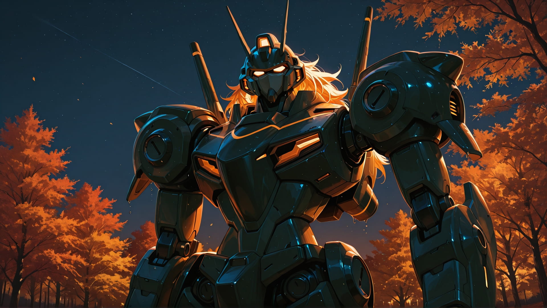 Orange Night Sky GimmeGummy smartphone wallpaper free download, vertical 16:9 format, Orange, Night, Sky, Autumn