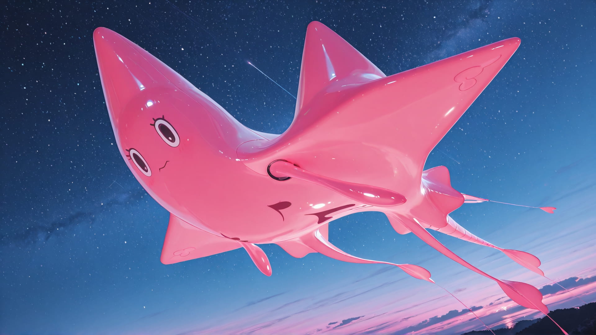 Pink Night Sky GimmeGummy smartphone wallpaper free download, vertical 16:9 format, Pink, Night, Sky, Spring