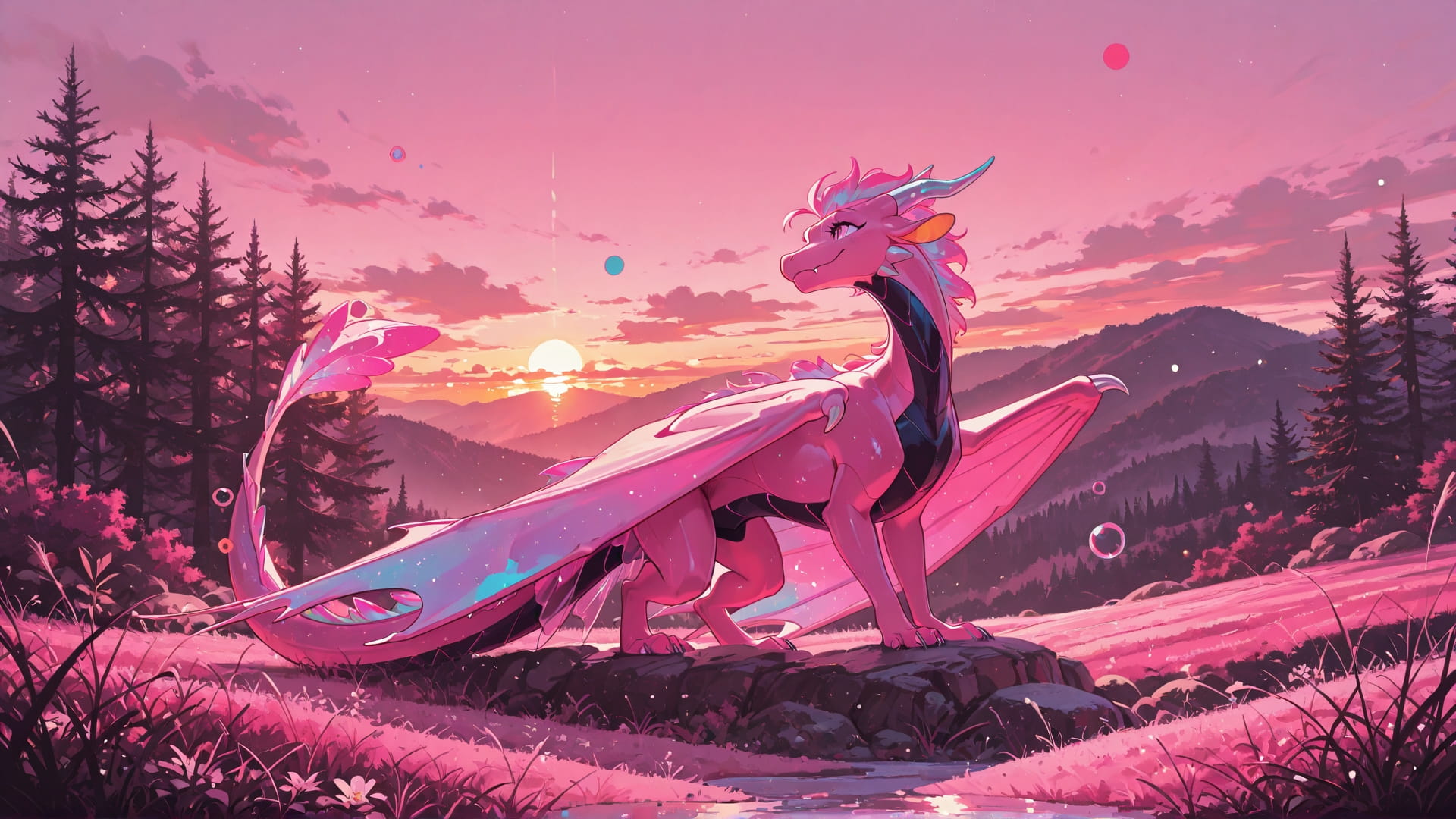 Pink Sunset Nature GimmeGummy smartphone wallpaper free download, vertical 16:9 format, Pink, Sunset, Nature, Summer