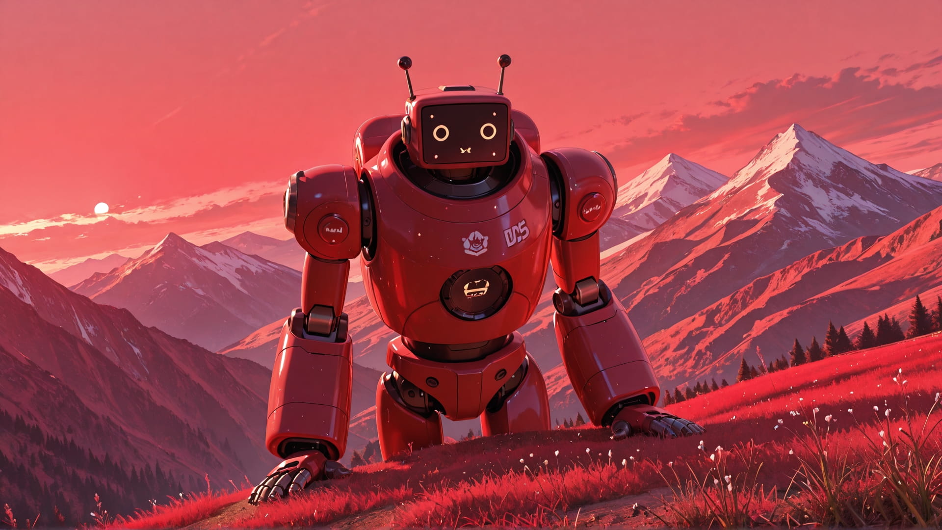 Red Afternoon Mountain GimmeGummy smartphone wallpaper free download, vertical 16:9 format, Red, Afternoon, Mountain, Spring