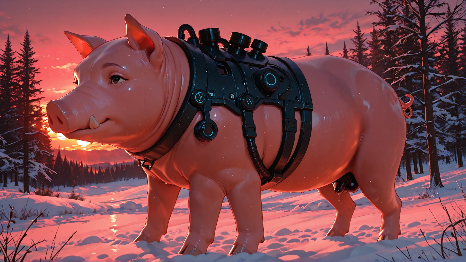 Red Sunset Nature GimmeGummy smartphone wallpaper free download, vertical 16:9 format, Red, Sunset, Nature, Winter