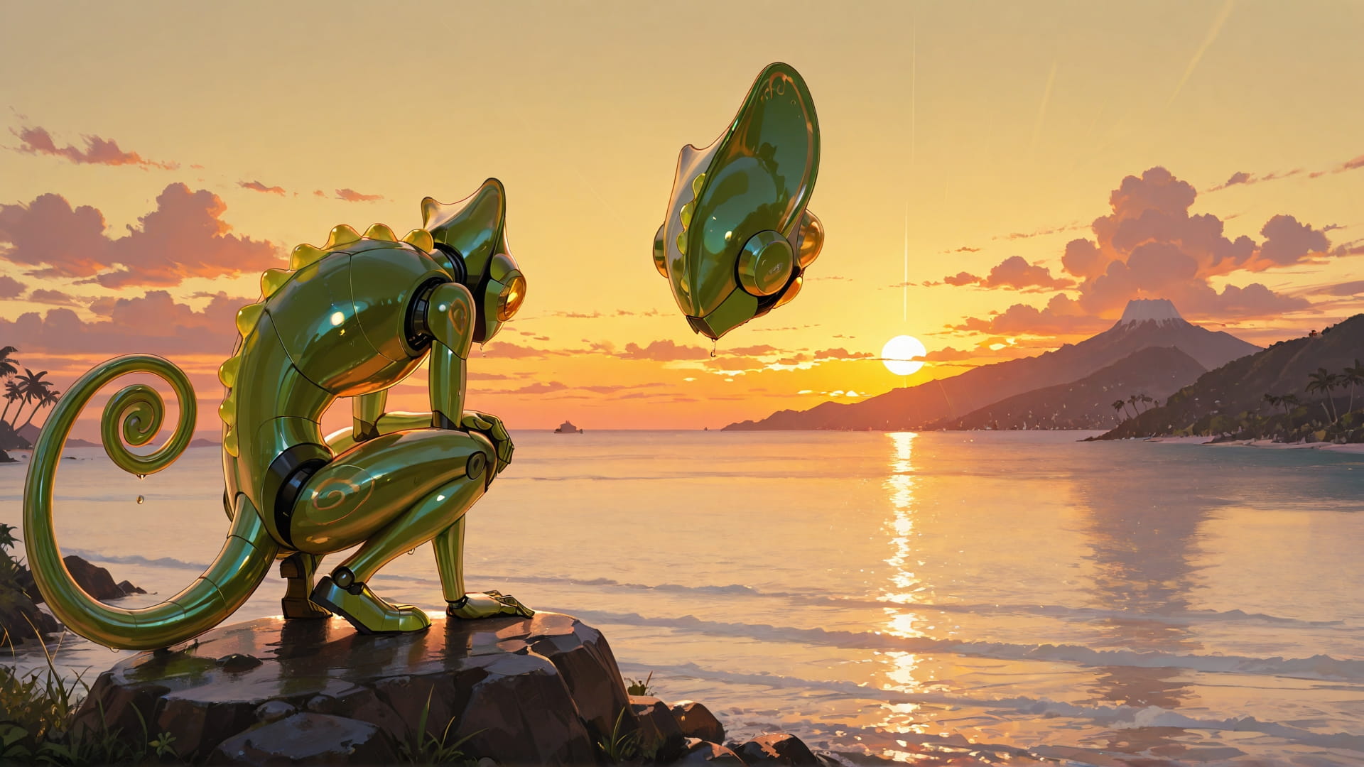 Yellow Sunset Sea GimmeGummy smartphone wallpaper free download, vertical 16:9 format, Yellow, Sunset, Sea, Summer