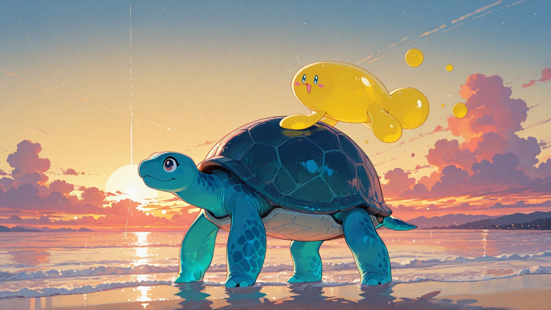 Yellow Sunset Sky GimmeGummy smartphone wallpaper free download, vertical 16:9 format, Yellow, Sunset, Sky, Summer