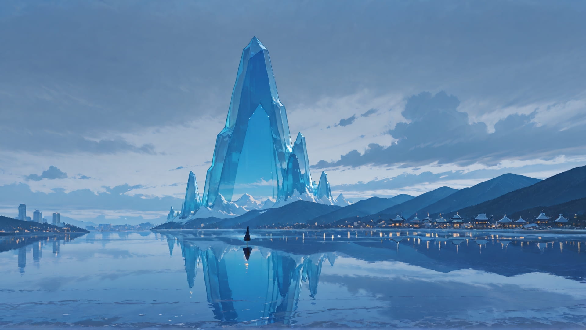 Blue Afternoon City Glacier smartphone wallpaper free download, vertical 9:16 format, Blue, Afternoon, City, Summer 001