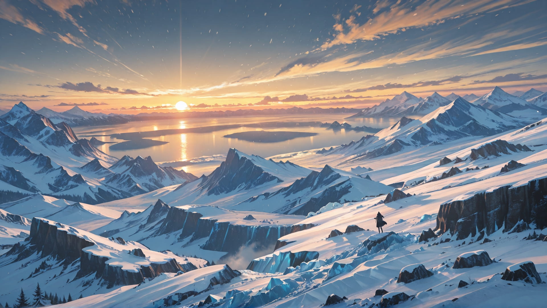 Yellow Sunset Sea Glacier smartphone wallpaper free download, vertical 16:9 format, Yellow, Sunset, Sea, Spring