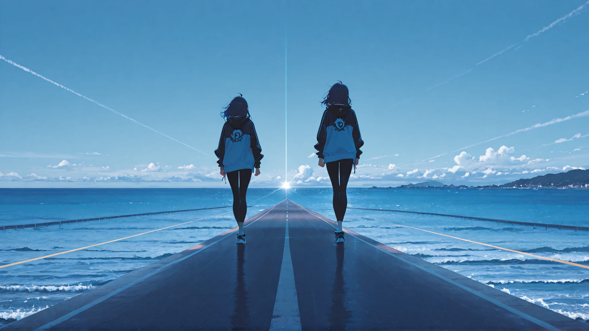 Blue Afternoon Sea Glamoratti smartphone wallpaper free download, vertical 16:9 format, Blue, Afternoon, Sea, Spring 001