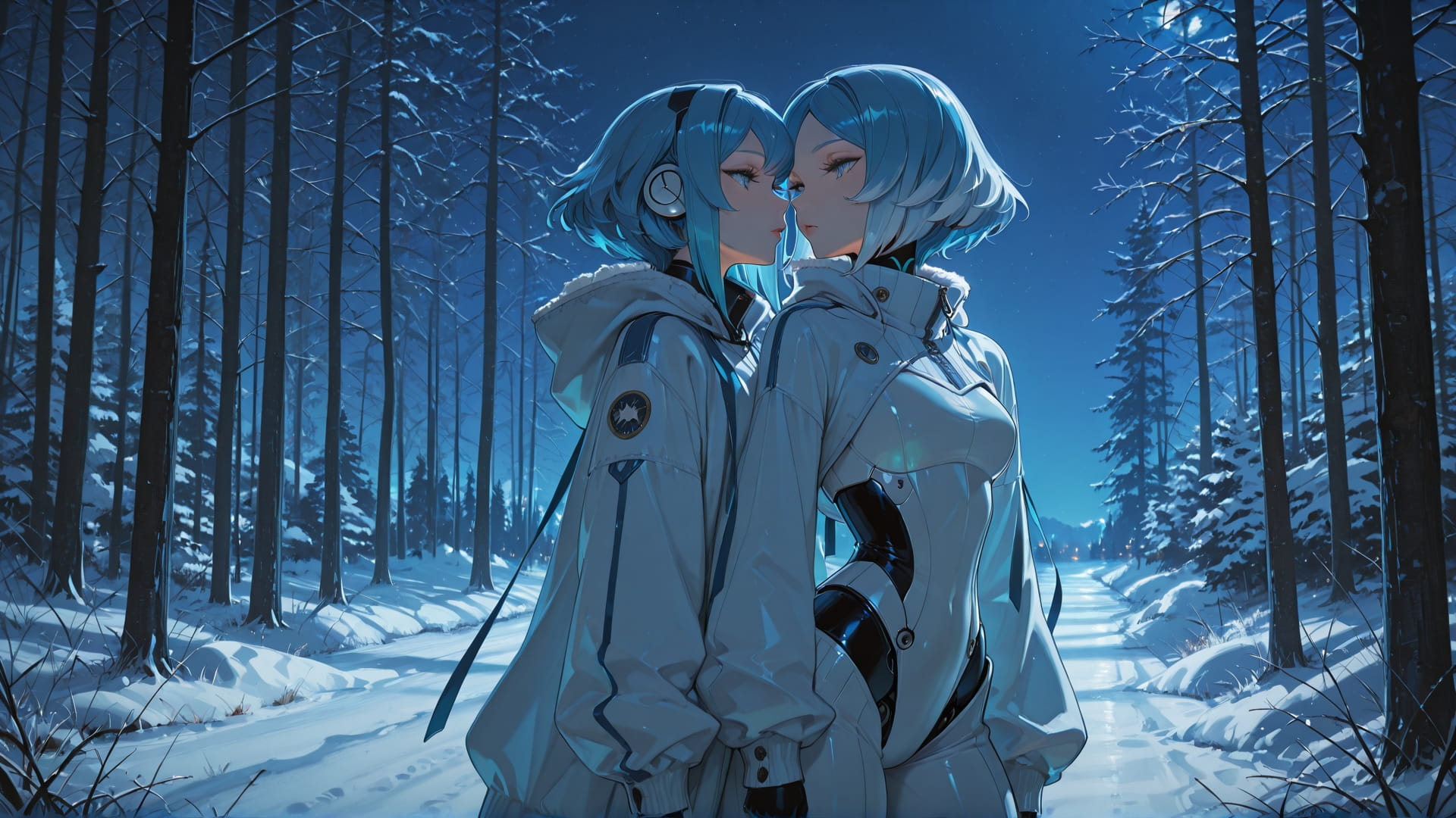 Blue Night Nature Glamoratti smartphone wallpaper free download, vertical 16:9 format, Blue, Night, Nature, Winter