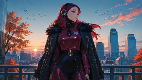 Blue Sunset City Glamoratti smartphone wallpaper free download, vertical 9:16 format, Blue, Sunset, City, Autumn