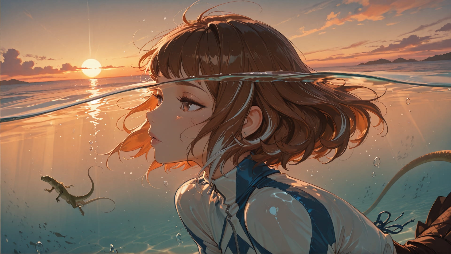 Brown Sunset Sea Glamoratti smartphone wallpaper free download, vertical 16:9 format, Brown, Sunset, Sea, Summer