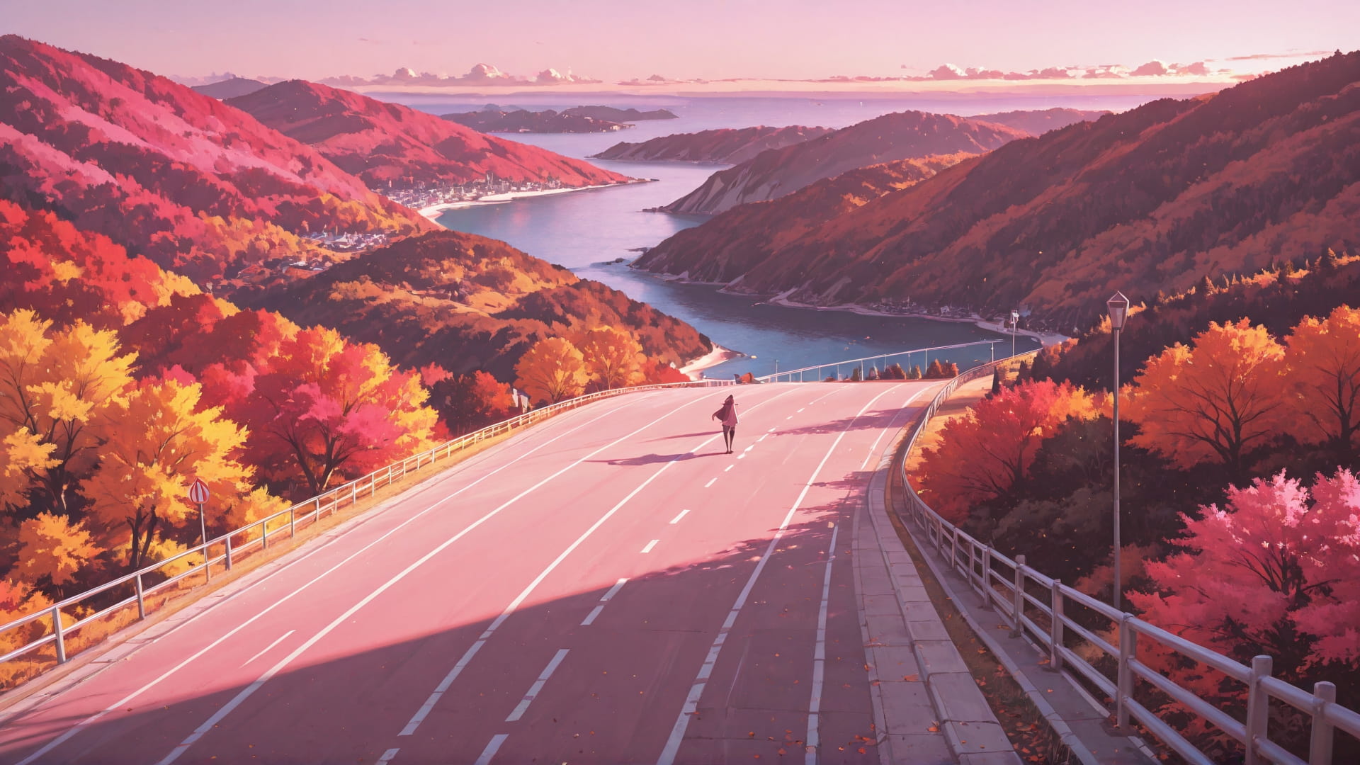 Pink Afternoon Sea Glamoratti smartphone wallpaper free download, vertical 16:9 format, Pink, Afternoon, Sea, Autumn 001