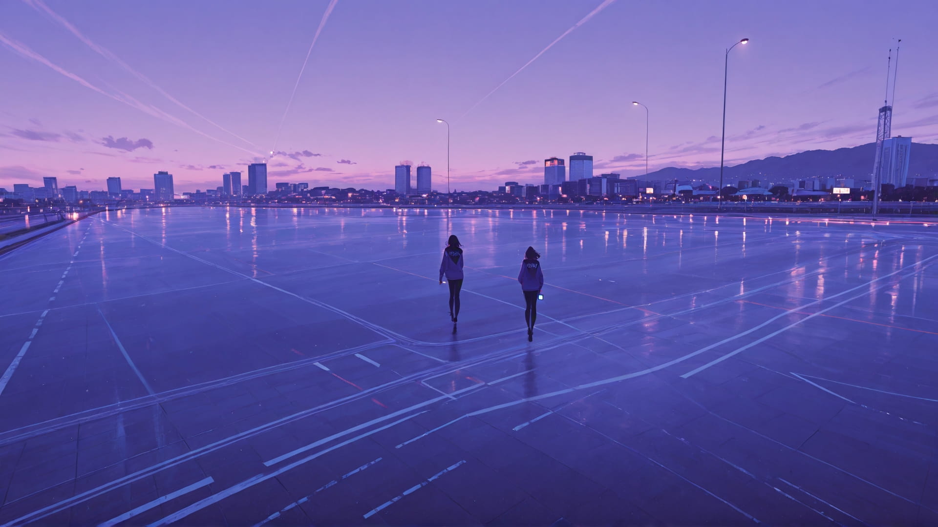 Purple Afternoon City Glamoratti smartphone wallpaper free download, vertical 16:9 format, Purple, Afternoon, City, Summer 001