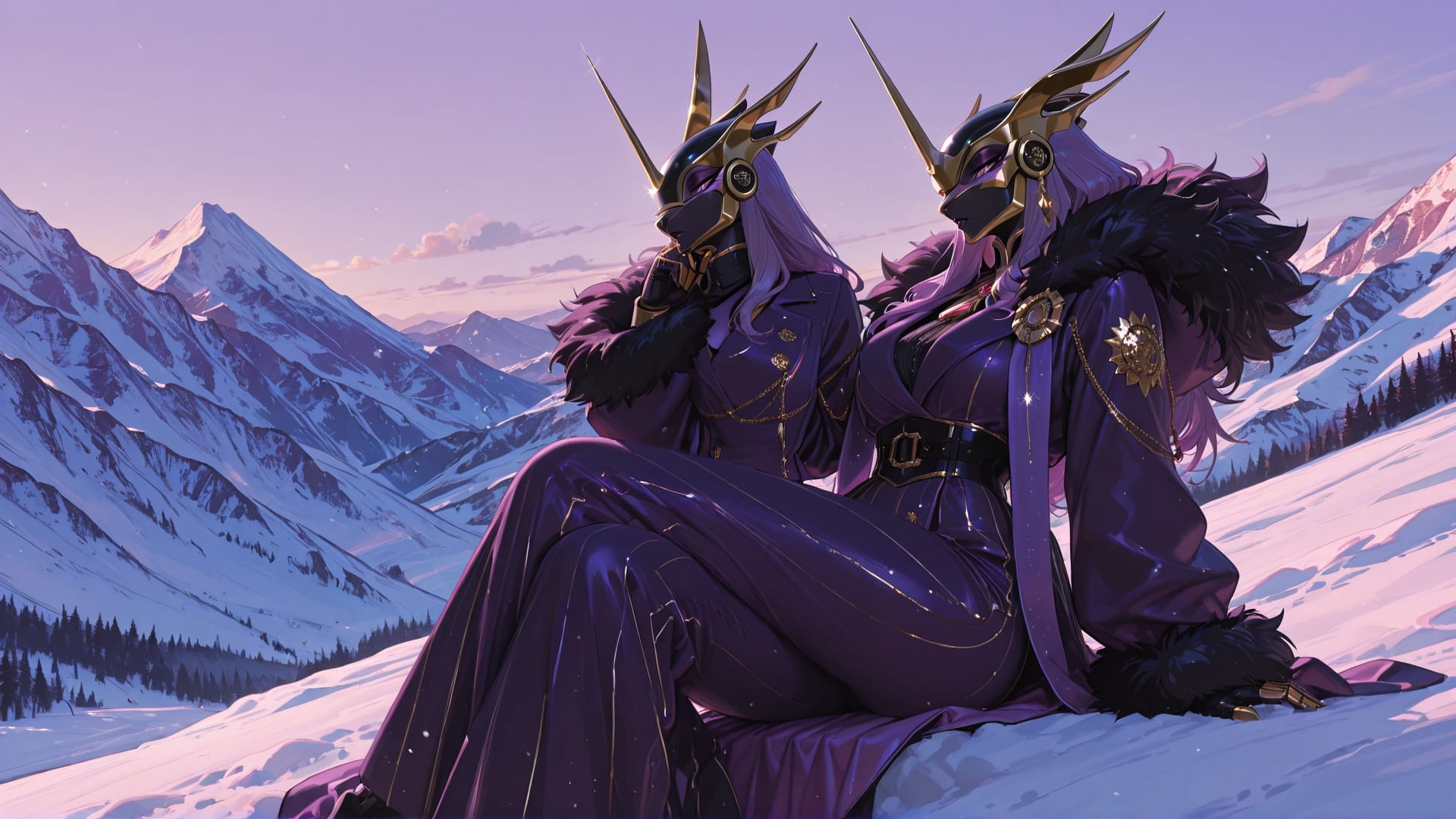 Purple Afternoon Mountain Glamoratti smartphone wallpaper free download, vertical 16:9 format, Purple, Afternoon, Mountain, Winter