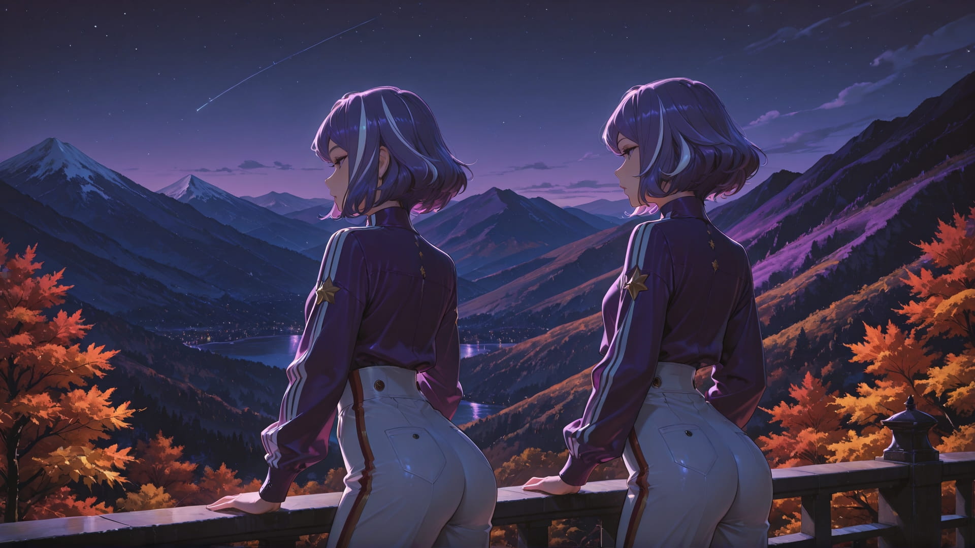 Purple Night Mountain Glamoratti smartphone wallpaper free download, vertical 16:9 format, Purple, Night, Mountain, Autumn