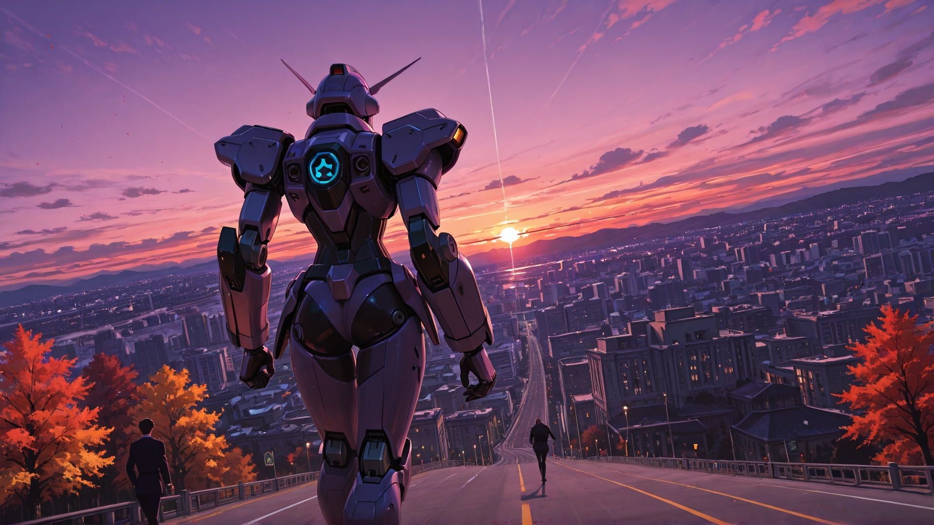 Purple Sunset City Glamoratti smartphone wallpaper free download, vertical 16:9 format, Purple, Sunset, City, Autumn