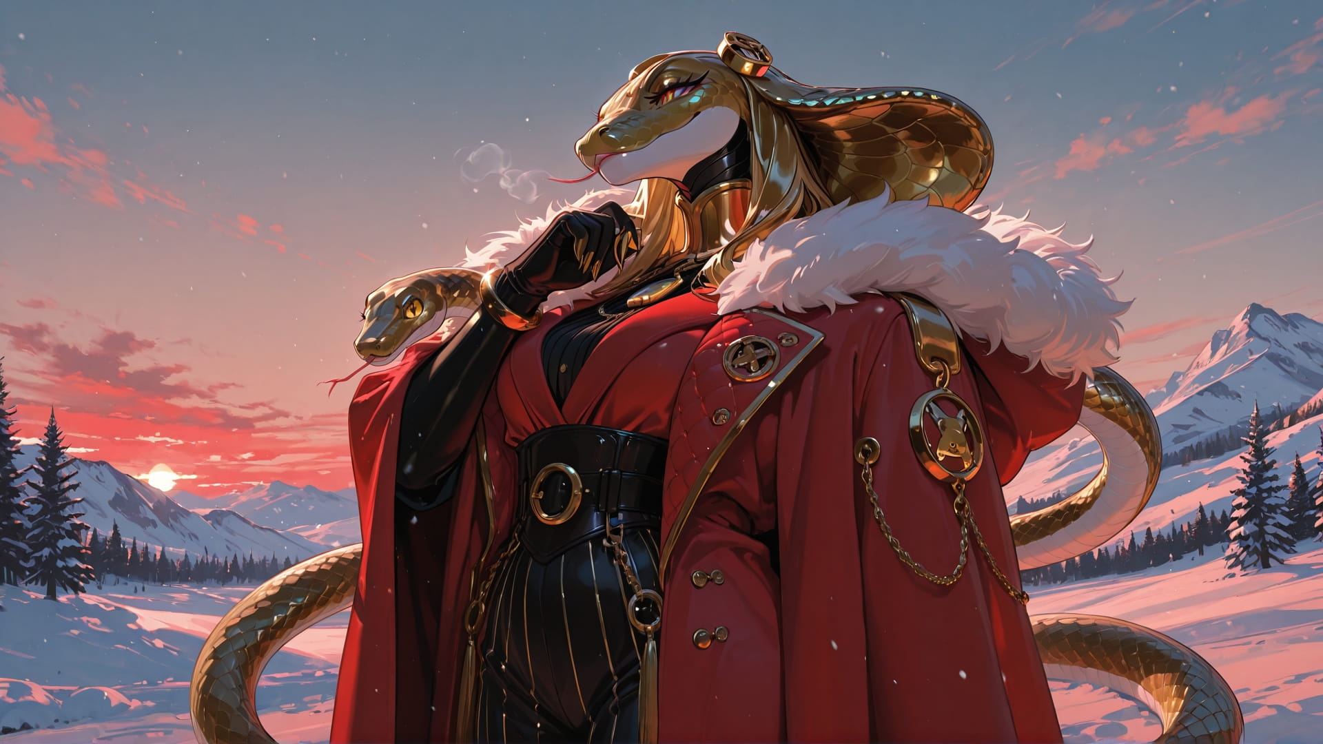 Red Afternoon Sky Glamoratti smartphone wallpaper free download, vertical 16:9 format, Red, Afternoon, Sky, Winter