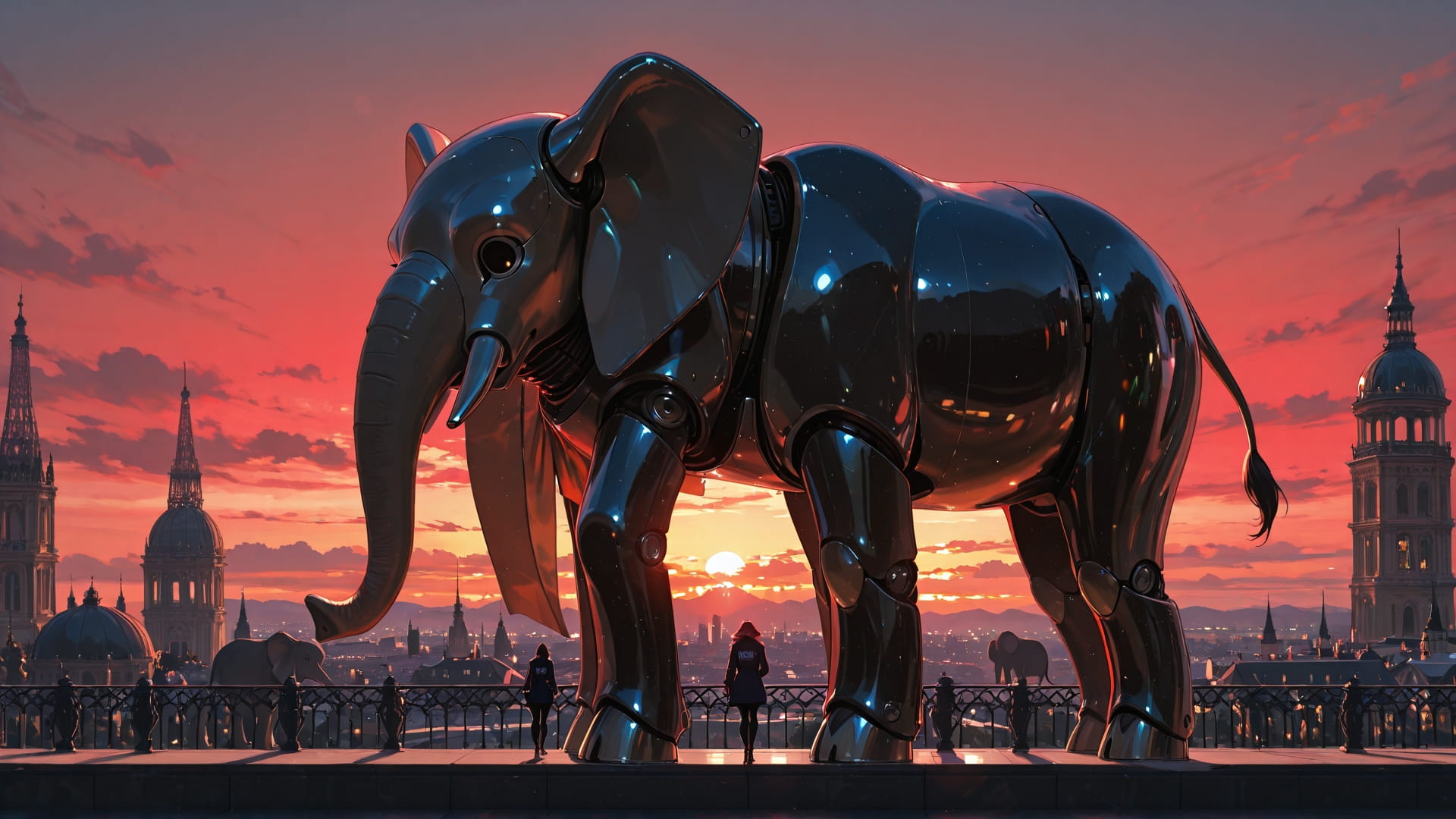 Red Sunset City Glamoratti smartphone wallpaper free download, vertical 16:9 format, Red, Sunset, City, Winter