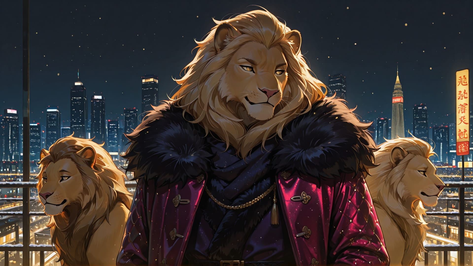 Yellow Night City Glamoratti smartphone wallpaper free download, vertical 16:9 format, Yellow, Night, City, Winter