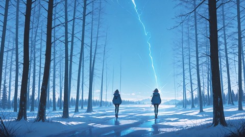 Blue Afternoon Nature GlitchyGlam smartphone wallpaper free download, vertical 9:16 format, Blue, Afternoon, Nature, Winter 001