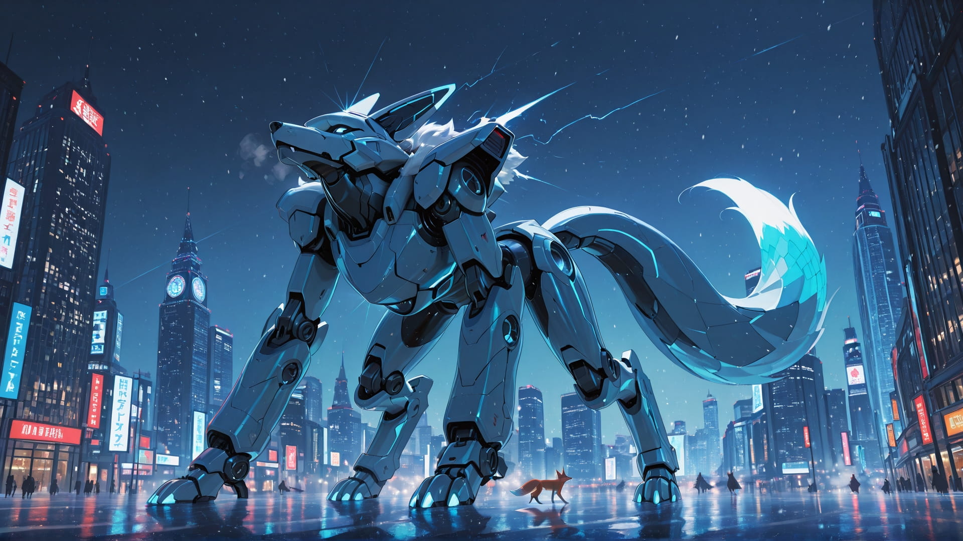 Blue Night City GlitchyGlam smartphone wallpaper free download, vertical 9:16 format, Blue, Night, City, Winter