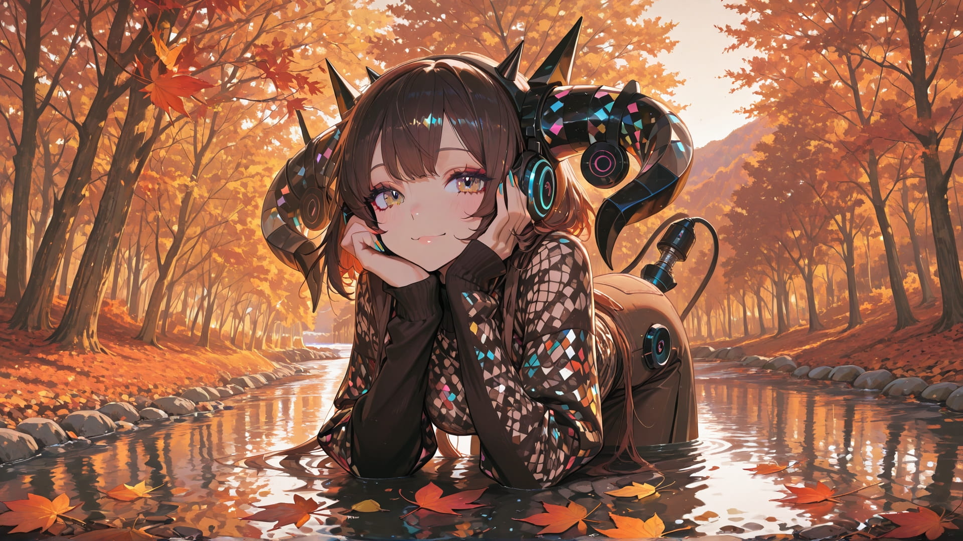 Brown Afternoon Sea GlitchyGlam smartphone wallpaper free download, vertical 16:9 format, Brown, Afternoon, Sea, Autumn