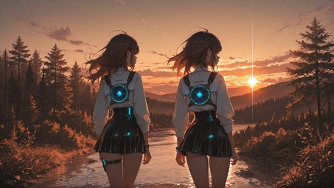 Brown Sunset Nature GlitchyGlam smartphone wallpaper free download, vertical 9:16 format, Brown, Sunset, Nature, Summer 001