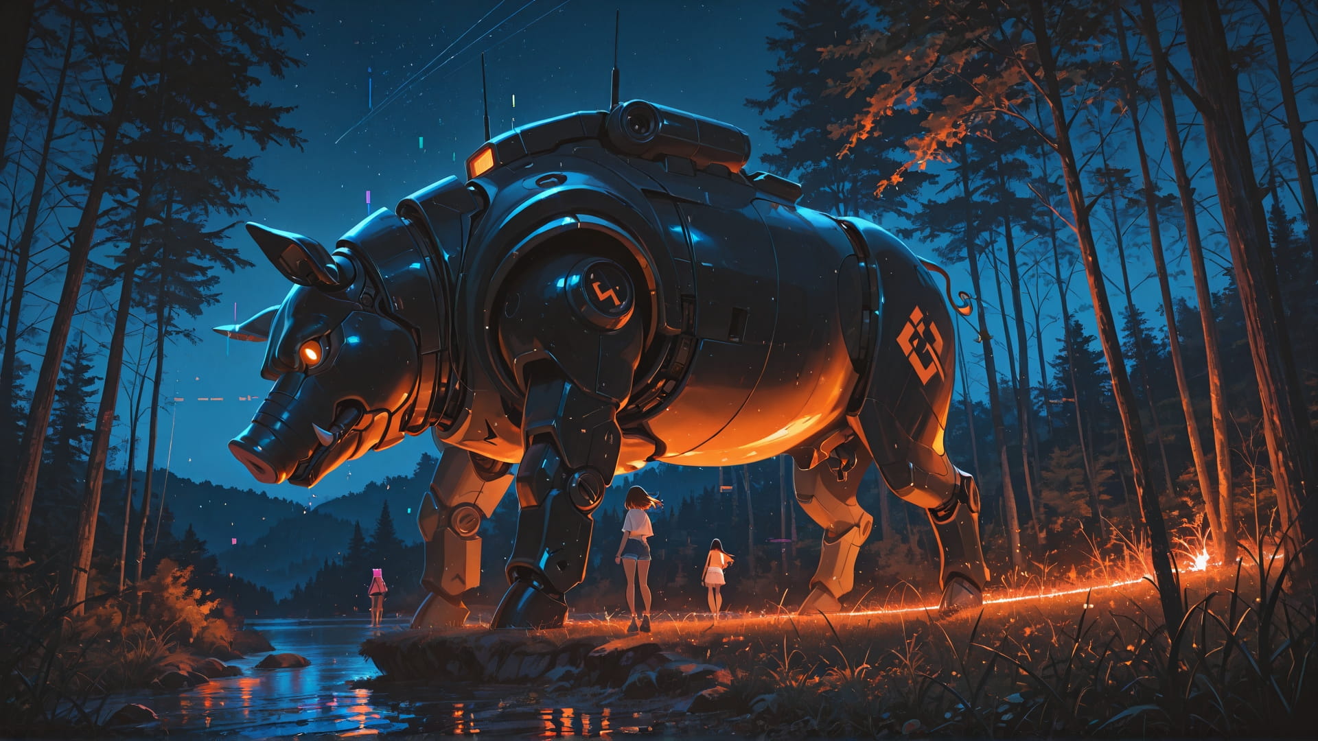 Orange Night Nature GlitchyGlam smartphone wallpaper free download, vertical 16:9 format, Orange, Night, Nature, Summer