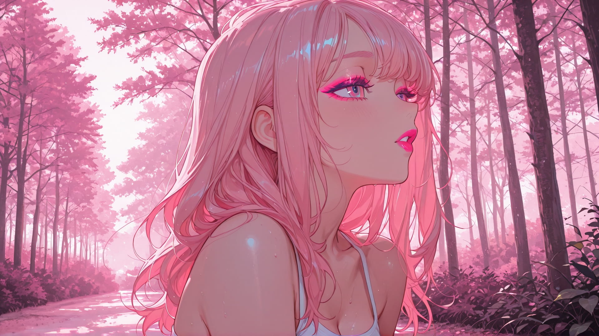 Pink Afternoon Nature GlitchyGlam smartphone wallpaper free download, vertical 16:9 format, Pink, Afternoon, Nature, Summer 001