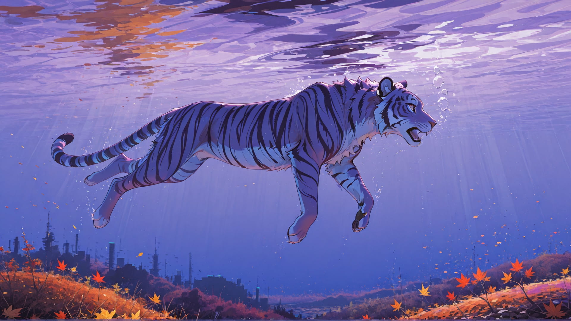 Purple Afternoon Sea GlitchyGlam smartphone wallpaper free download, vertical 16:9 format, Purple, Afternoon, Sea, Autumn