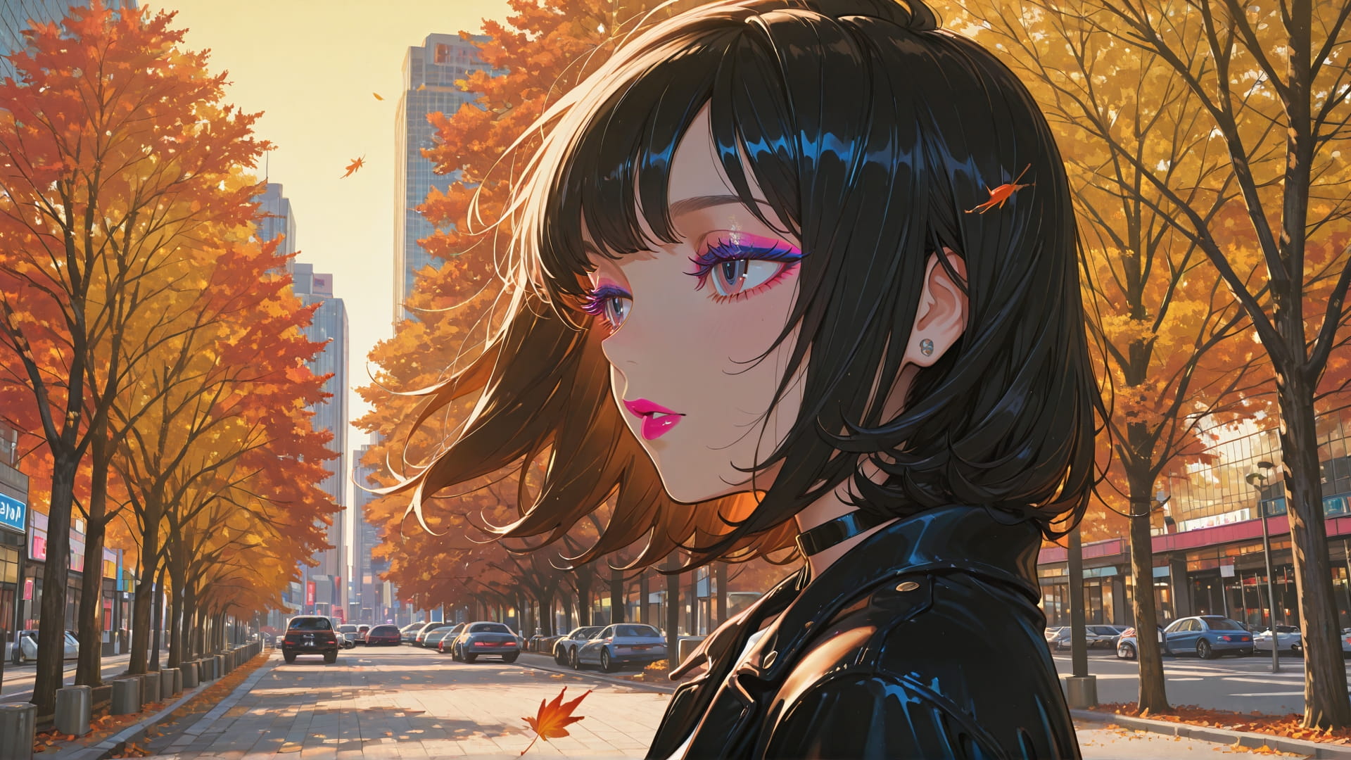 Yellow Afternoon City GlitchyGlam smartphone wallpaper free download, vertical 16:9 format, Yellow, Afternoon, City, Autumn 001