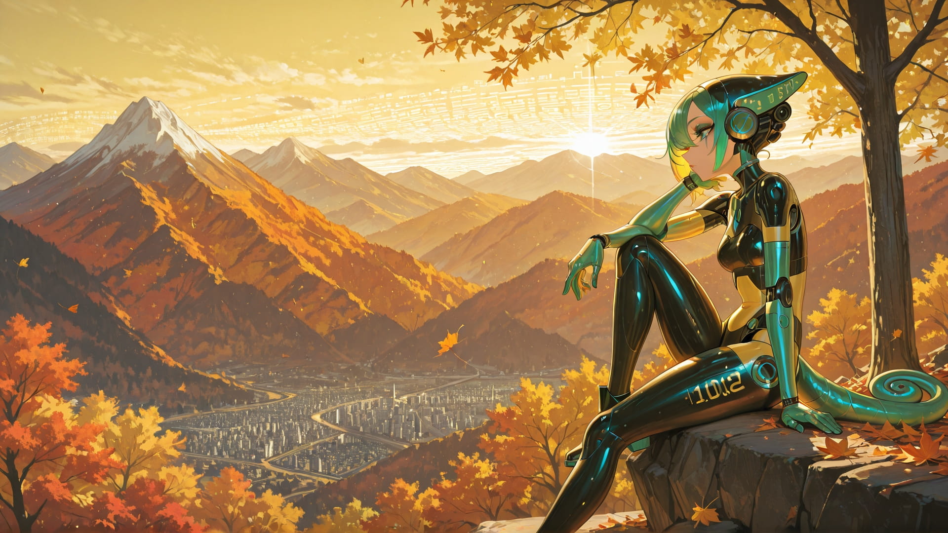 Yellow Afternoon Mountain GlitchyGlam smartphone wallpaper free download, vertical 16:9 format, Yellow, Afternoon, Mountain, Autumn