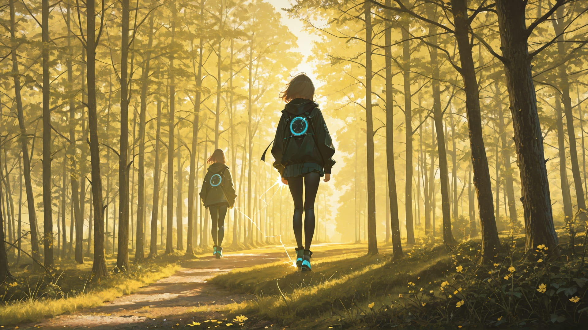 Yellow Afternoon Nature GlitchyGlam smartphone wallpaper free download, vertical 16:9 format, Yellow, Afternoon, Nature, Spring 001