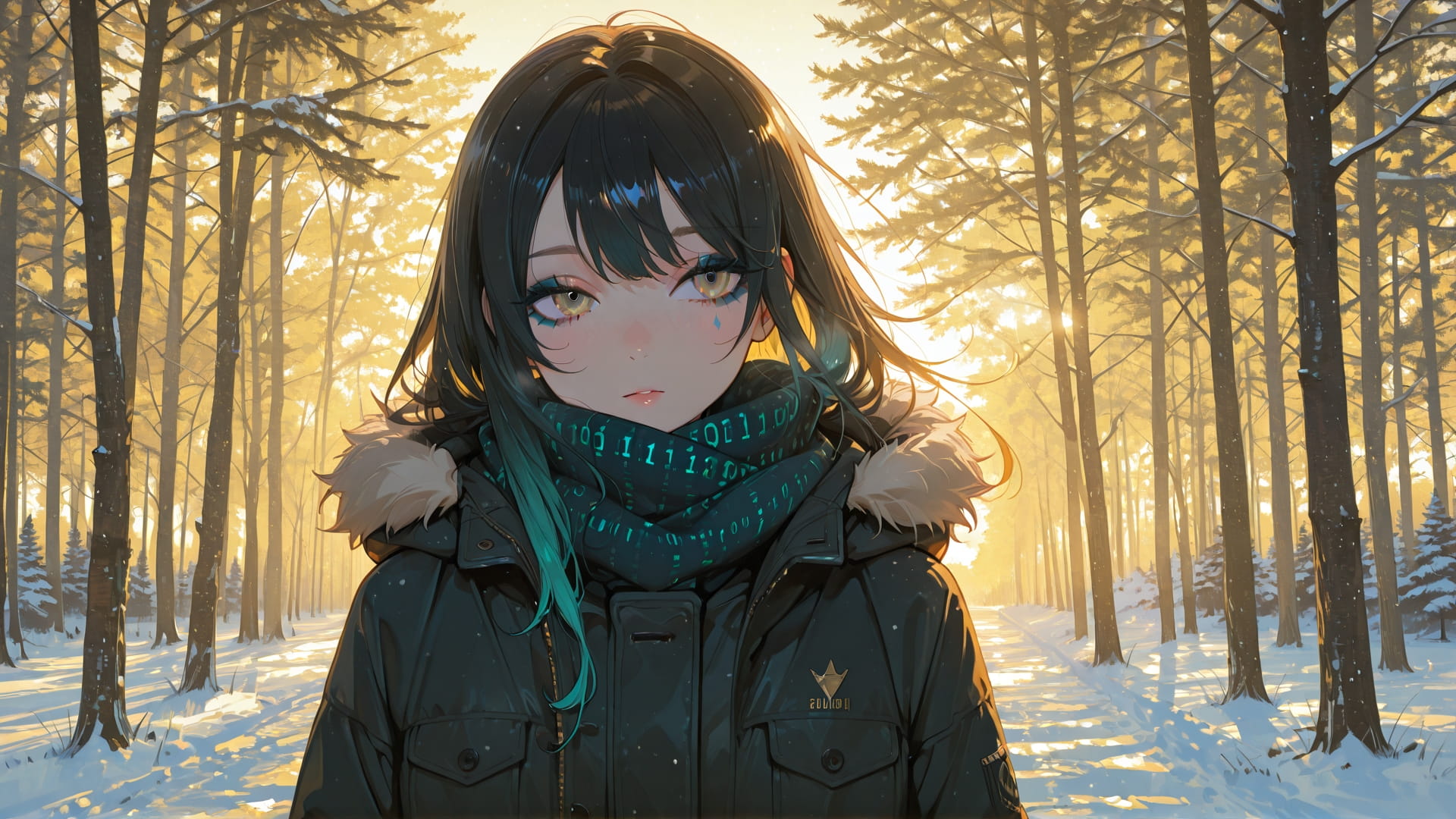 Yellow Afternoon Nature GlitchyGlam smartphone wallpaper free download, vertical 16:9 format, Yellow, Afternoon, Nature, Winter 001