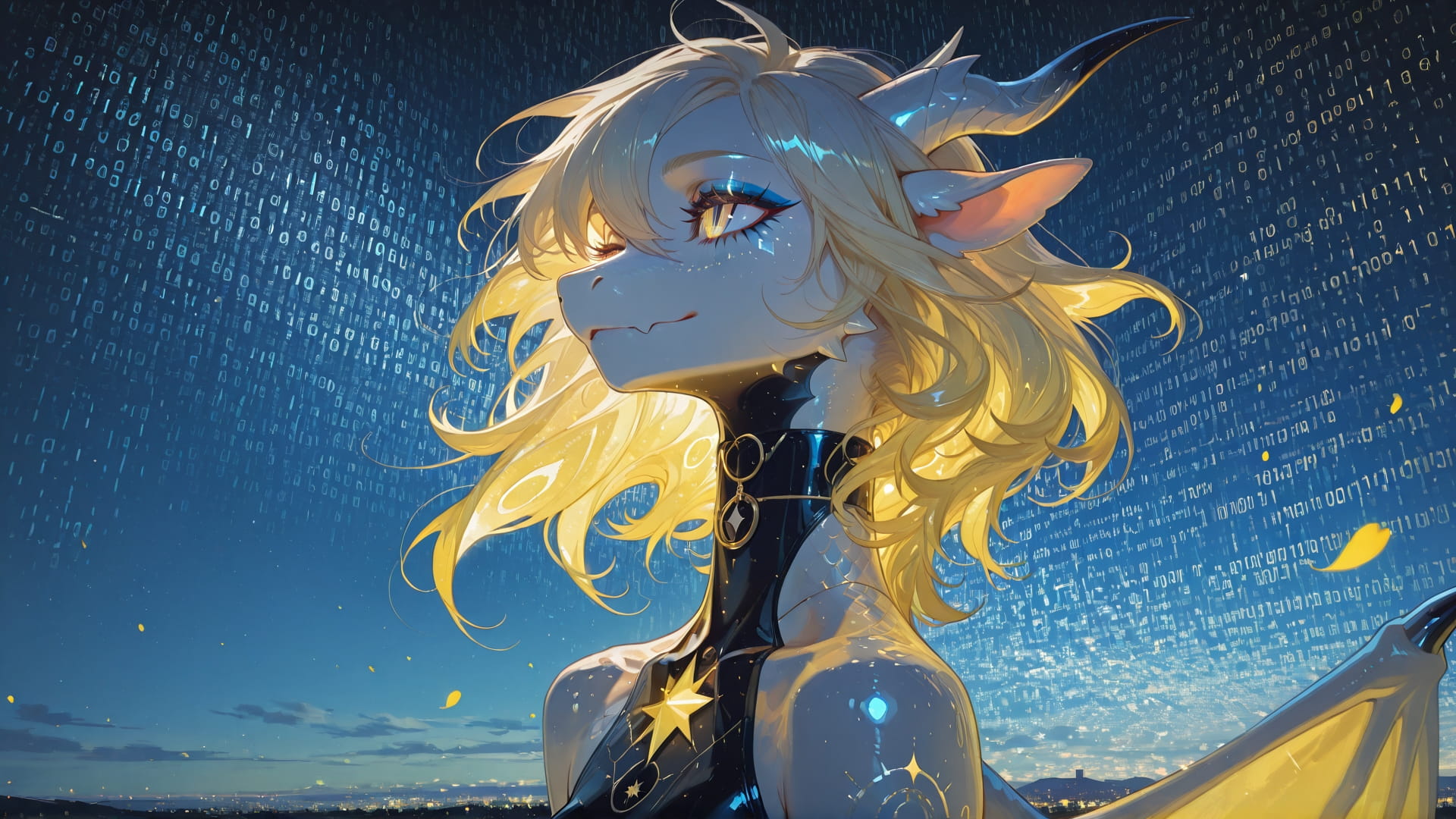 Yellow Night Sky GlitchyGlam smartphone wallpaper free download, vertical 16:9 format, Yellow, Night, Sky, Spring