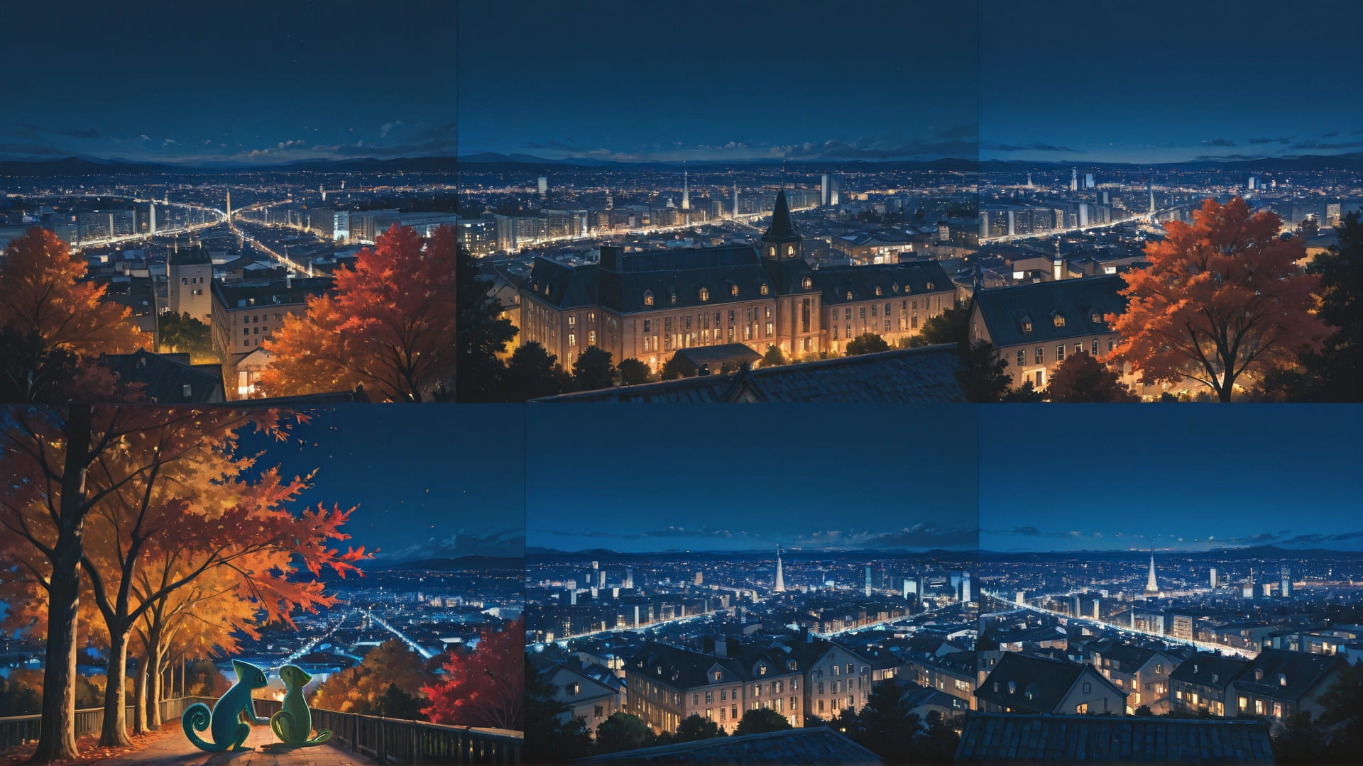 Blue Night City GrannyWave smartphone wallpaper free download, vertical 16:9 format, Blue, Night, City, Autumn