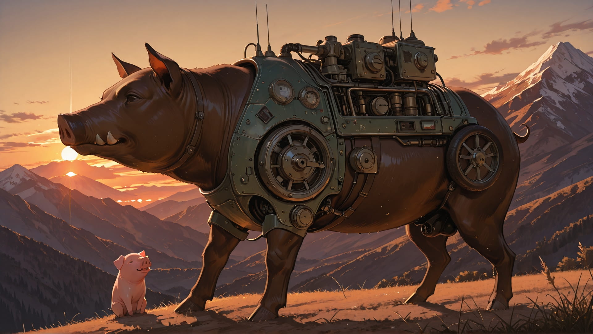 Brown Sunset Mountain GrannyWave smartphone wallpaper free download, vertical 16:9 format, Brown, Sunset, Mountain, Summer