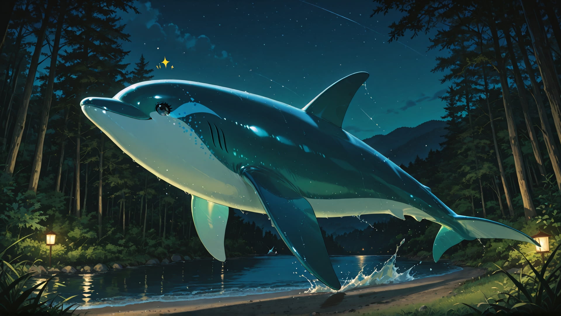 Green Night Nature GrannyWave smartphone wallpaper free download, vertical 16:9 format, Green, Night, Nature, Summer