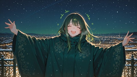 Green Night Sky GrannyWave smartphone wallpaper free download, vertical 9:16 format, Green, Night, Sky, Winter 001