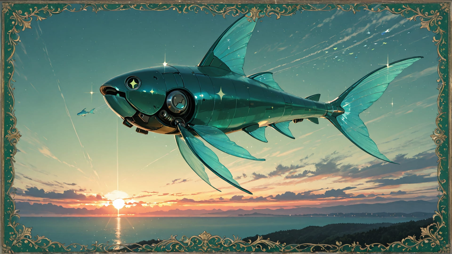 Green Sunset Sky GrannyWave smartphone wallpaper free download, vertical 16:9 format, Green, Sunset, Sky, Summer