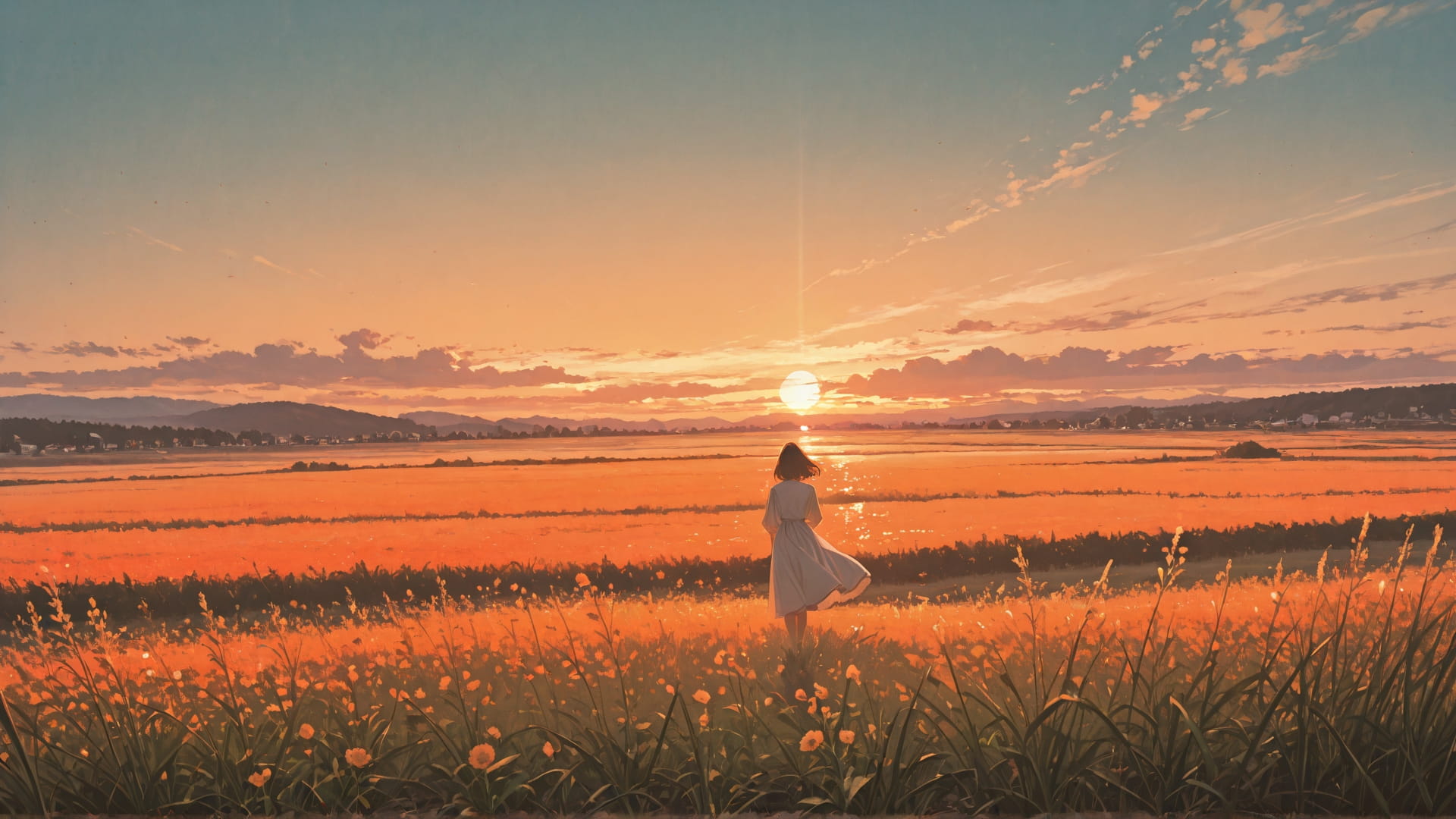 Orange Afternoon Sky GrannyWave smartphone wallpaper free download, vertical 16:9 format, Orange, Afternoon, Sky, Spring 001